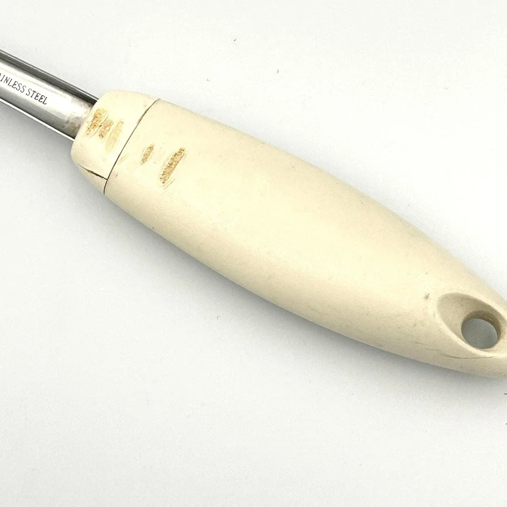 Vintage Pyrex Spatula Turner Flipper Stainless Steel Utensil White Silver 13.25